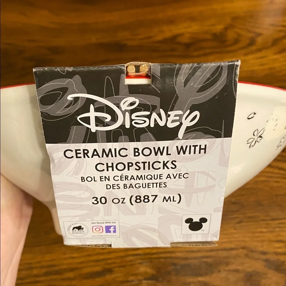 Disney Winnie the Pooh Ceramic Ramen Bowl 30oz Chopsticks Silver Buffalo NWT